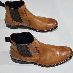 Stafford Men's Tan Genuine Leather Chelsea Boots Size 11